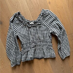 Madewell navy gingham top